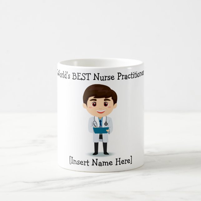 World's BEST Nurse Practitioner, Brunette Male Coffee Mug (Center)