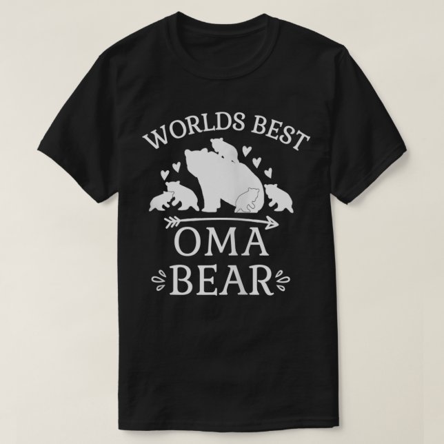 Worlds Best Oma Bear Hearts Arrow German Grandmoth T-Shirt (Design Front)