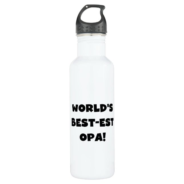 World's Best Opa Black Text T-shirts and 710 Ml Water Bottle (Front)