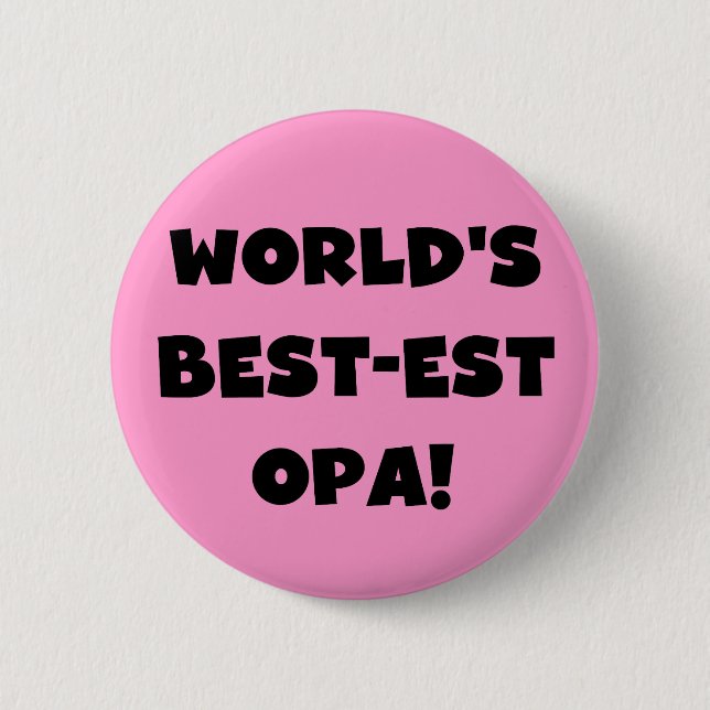 World's Best Opa Black Text T-shirts and Gifts 6 Cm Round Badge (Front)