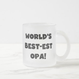 World's Best Opa Black Text T-shirts and Gifts Frosted Glass Coffee Mug
