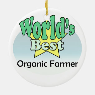 World's Best Organic Farmer Ceramic Tree Decoration