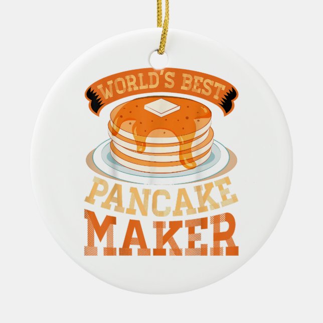 World's Best Pancake Maker - Funny Pancake Maker Ceramic Tree Decoration (Front)