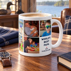 Worlds Best Papa 8 Photo Collage Coffee Mug