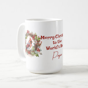 World's Best Papa Christmas Red Cardinal Coffee Mug