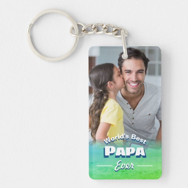 World's Best Papa Ever Father's Day Photo Keychain (Front)