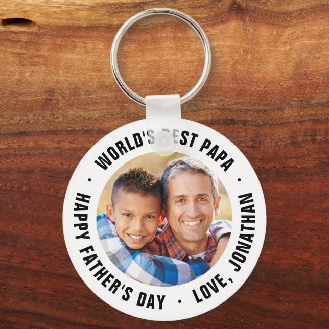 World's Best Papa Father's Day Photo Gift Key Ring (Front)