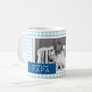 World's Best papa Gingham Personalised Photo Coffee Mug