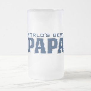 World's Best Papa Glass Frosted Glass Beer Mug