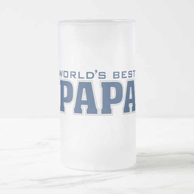 World's Best Papa Glass Frosted Glass Beer Mug (Center)