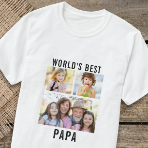 World's Best Papa Grandkids 3 Photo Collage T-Shirt