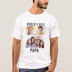 World's Best Papa Grandkids 3 Photo Collage T-Shirt