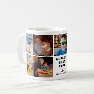 Worlds Best Papa Modern Photo Collage Coffee Mug