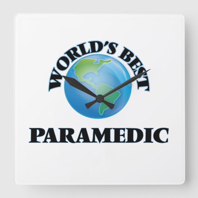 World's Best Paramedic Square Wall Clock (Front)