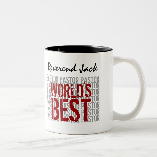 World's Best PASTOR Custom Name B29H Two-Tone Coffee Mug (Right)