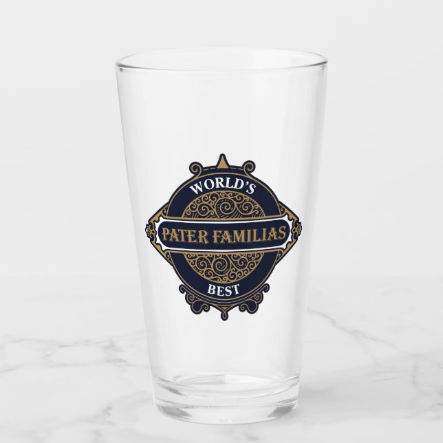 World's Best Pater Familias (Father of the Family) Glass (Front)