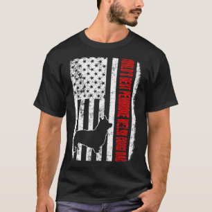 Worlds Best Pembroke Welsh Corgi Dad American Flag T-Shirt