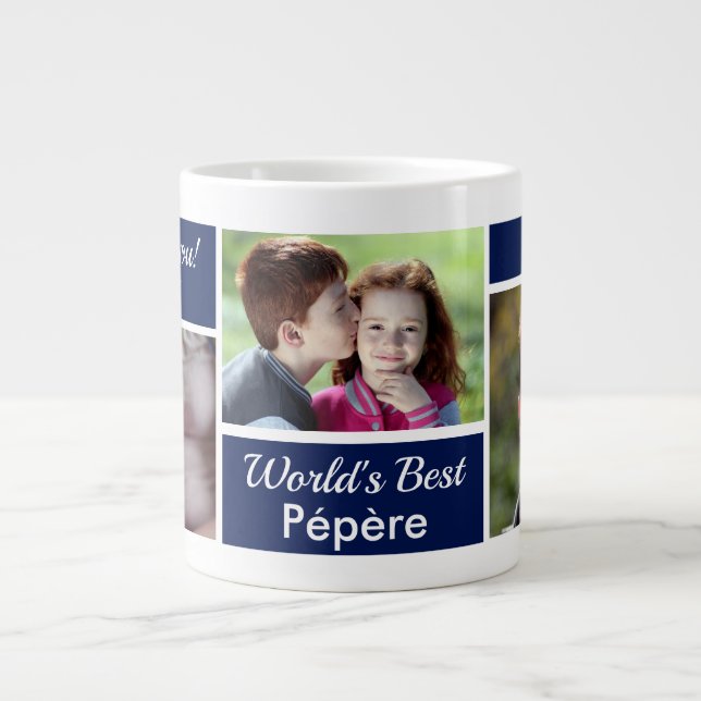 World's Best Pépère Photo Collage Giant Coffee Mug (Front)
