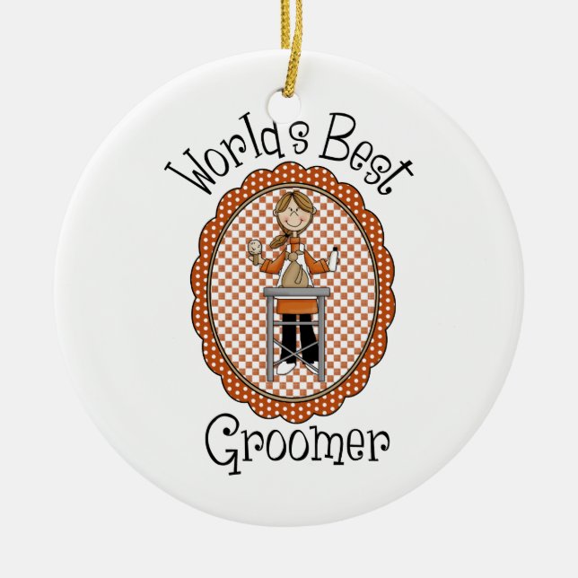 World's Best Pet Groomer Tees and Gifts Ceramic Tree Decoration (Front)