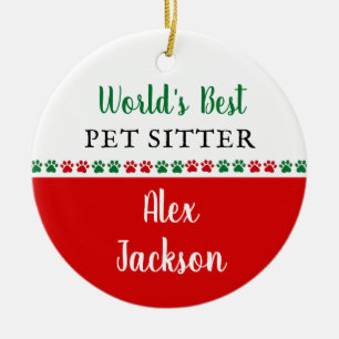 Worlds Best Pet Sitter Thank You Christmas Gift Ceramic Tree Decoration