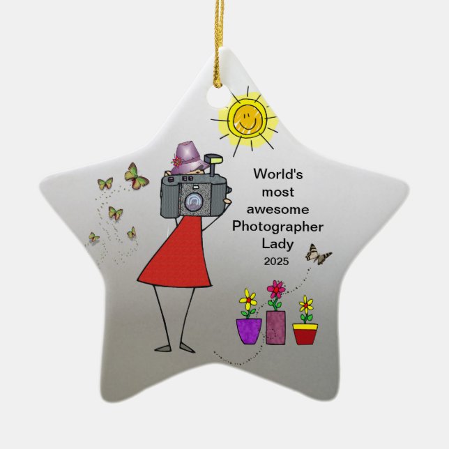 World's Best Photographer Lady - Star Ornament (Front)