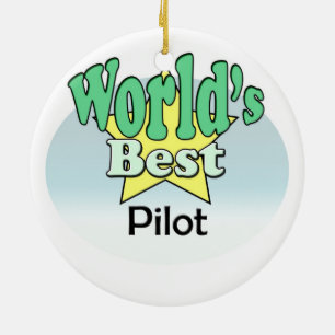 World's best pilot ceramic tree decoration