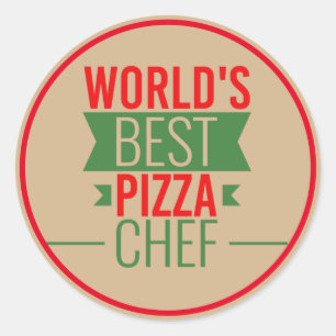World's Best Pizza  Chef   -  red  green Classic Round Sticker