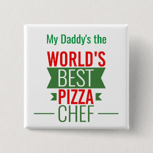 World's Best Pizza Chef - red white green 15 Cm Square Badge