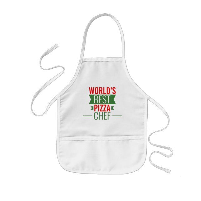 World's Best Pizza  Chef   -  red white green Kids Apron (Front)