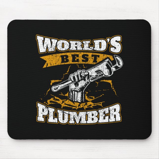 Worlds Best Plumber Plumbing Funny Quotes Mouse Mat (Front)