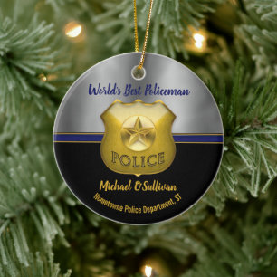 World's Best Policeman Photo Keepsake Ceramic Tree Decoration