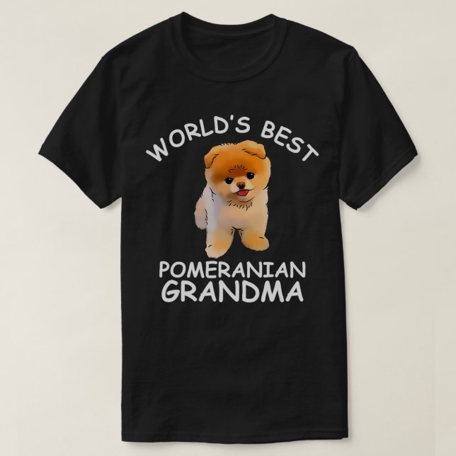 Worlds Best Pomeranian Grandma Funny Granddog Dog  T-Shirt (Design Front)