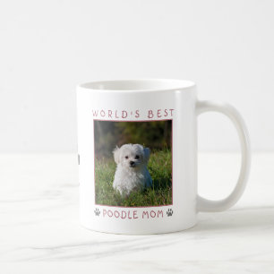World's Best Poodle Mum Pink Grey Paw Prints Photo Coffee Mug