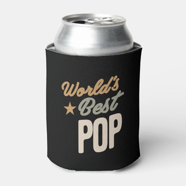 World's Best Pop - Father and Grandpa Gifts Can Cooler (Can Front)