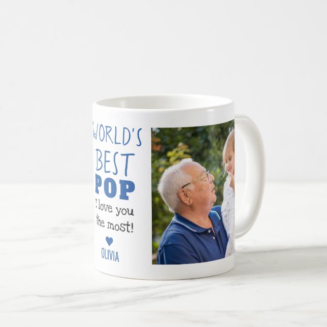 World's Best Pop Love You Most 2 Photo Collage Coffee Mug (Front Right)