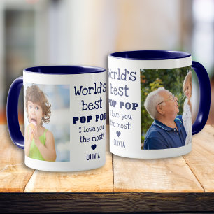World's Best Pop Pop I Love You Most 2 Photo  Blue Mug