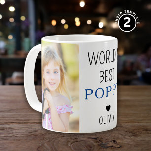 World's Best Poppy Grandchild Name 2 Photo Collage Coffee Mug