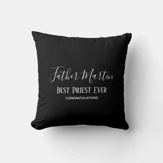 Worlds Best Priest Pastor Deacon Minister Nun Cushion (Front)