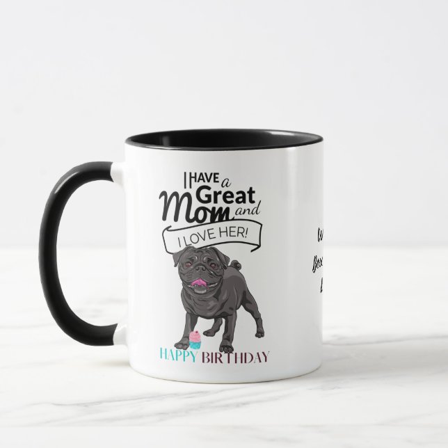 World's BEST PUG DOG MOM Personalised Fun Mug (Left)