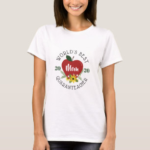 World's Best Quaranteacher Mom Red Apple T-Shirt