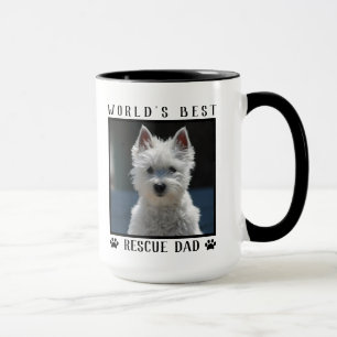 World's Best Rescue Dad Paw Prints Pet Photo Frame Mug