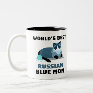 Worlds Best Russian Blue Mum Two-Tone Coffee Mug