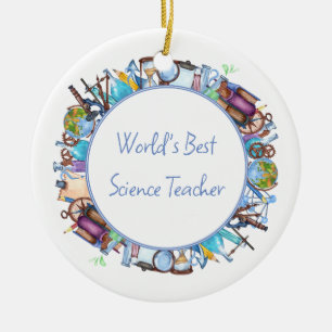 World's Best Science Teacher Custom Text Ceramic Tree Decoration