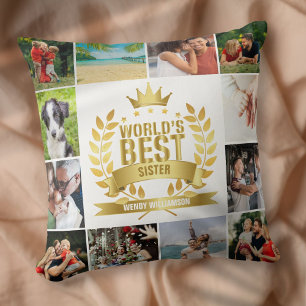 World's Best Sister 12 Photo Collage Cushion