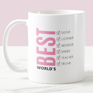 Worlds Best Sister Customisable Checklist Coffee Mug