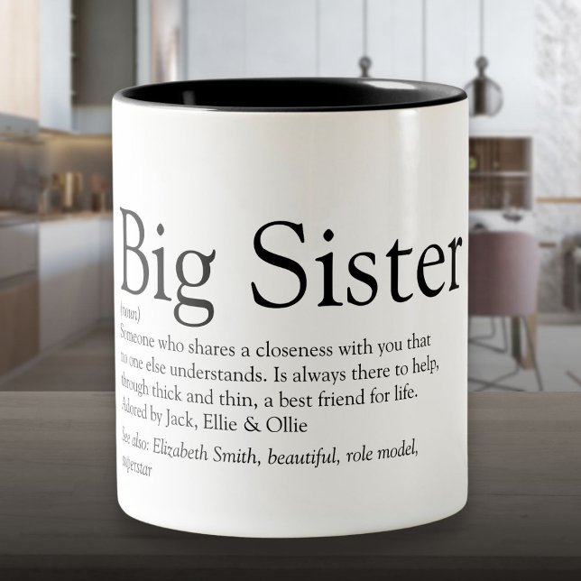 World's Best Sister Definition Black and White Fun Two-Tone Coffee Mug (World's Best Sister Definition Black and White Fun Two-Tone Coffee Mug)