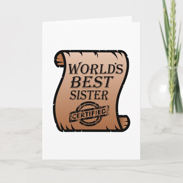 World's Best Sister Funny Certificate Card (Front)