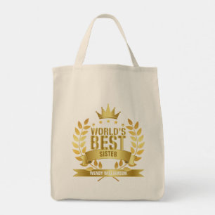 World's Best Sister Gold Tote Bag
