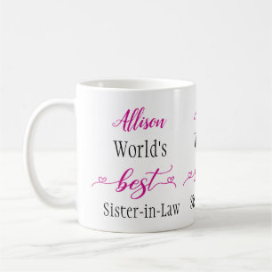 World's Best Sister-in-Law Pink Heart Personalised Coffee Mug
