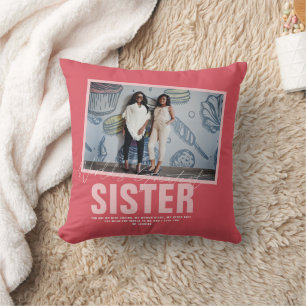 World's Best Sister Modern Photo Collage Cushion